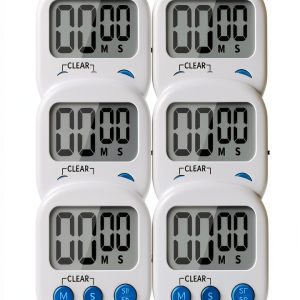 Digital Kitchen Timer 6 Pack Magnetic Back ON/OFF Switch LinkDm White-0