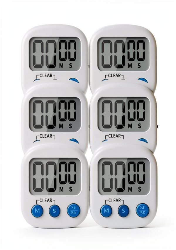 Digital Kitchen Timer 6 Pack Magnetic Back ON/OFF Switch LinkDm White-0