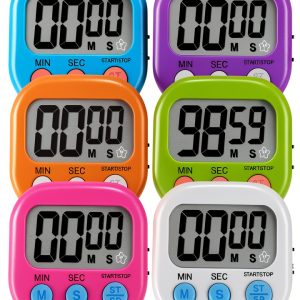 6 Pack Multi-Function Electronic Timer - Magnetic Digital Timers Big LCD Display The Loud/Silent Switch Countdown Timer Extensively Use in Break Time, Cooking,Gym, Meeting, Classroom-0