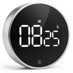 VOCOO Digital Kitchen Timer - Magnetic Countdown Countup Timer with Large LED Display Volume Adjustable, Easy for Cooking and for Seniors and Kids to Use (Space Grey)-0