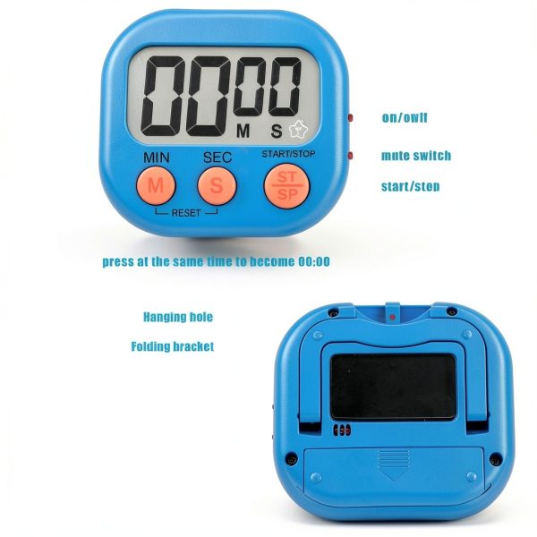 6 Pack Multi-Function Electronic Timer - Magnetic Digital Timers Big LCD Display The Loud/Silent Switch Countdown Timer Extensively Use in Break Time, Cooking,Gym, Meeting, Classroom-5