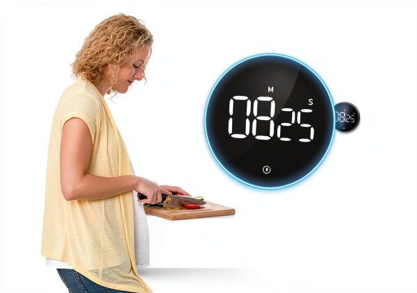 VOCOO Digital Kitchen Timer - Magnetic Countdown Countup Timer with Large LED Display Volume Adjustable, Easy for Cooking and for Seniors and Kids to Use (Space Grey)-6