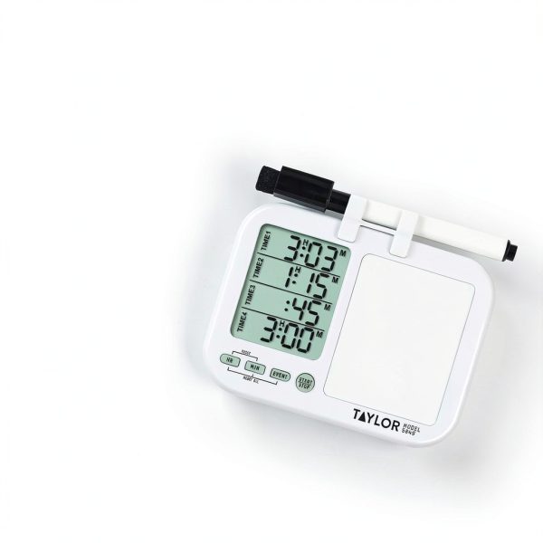 Taylor 5849 Four-Event Digital Timer with Whiteboard for School, Learning, Projects, and Kitchen Tasks, white-1